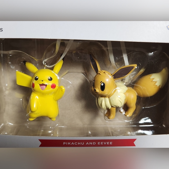 Pokemon Pikachu and Eevee Christmas Tree Hallmark Ornaments (set of 2) - Picture 2 of 9